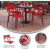 image:imageFlash Furniture Nash Commercial Grade Steel Stack Chair IndoorOutdoor Arm Chair with 2 Slat Back Set of 4 SilverRed