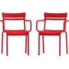 image:imageFlash Furniture Nash Commercial Grade Steel Stack Chair IndoorOutdoor Arm Chair with 2 Slat Back Set of 4 SilverRed
