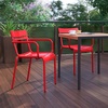 image:imageFlash Furniture Nash Commercial Grade Steel Stack Chair IndoorOutdoor Arm Chair with 2 Slat Back Set of 4 SilverRed