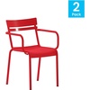 image:imageFlash Furniture Nash Commercial Grade Steel Stack Chair IndoorOutdoor Arm Chair with 2 Slat Back Set of 4 SilverRed