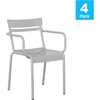 image:imageFlash Furniture Nash Commercial Grade Steel Stack Chair IndoorOutdoor Arm Chair with 2 Slat Back Set of 4 SilverSilver