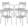 image:imageFlash Furniture Nash Commercial Grade Steel Stack Chair IndoorOutdoor Arm Chair with 2 Slat Back Set of 4 SilverSilver