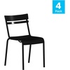 image:imageFlash Furniture Nash Commercial Grade Steel Stack Chair IndoorOutdoor Armless Chair with 2 Slat Back BlackBlack