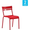 image:imageFlash Furniture Nash Commercial Grade Steel Stack Chair IndoorOutdoor Armless Chair with 2 Slat Back BlackRed