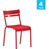 image:imageFlash Furniture Nash Commercial Grade Steel Stack Chair IndoorOutdoor Armless Chair with 2 Slat Back BlackRed