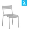 image:imageFlash Furniture Nash Commercial Grade Steel Stack Chair IndoorOutdoor Armless Chair with 2 Slat Back BlackSilver