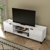 image:imageFlash Furniture Nelson Mid Century Modern TV Stand for up to 60 TVs  Gray Finish  70 Wide  Adjustable Shelves  Open and Closed Storage