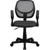 image:imageFlash Furniture Neri Low Back Black Mesh Swivel Task Office Chair with Curved Square Back and ArmsGrey