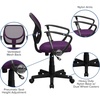 image:imageFlash Furniture Neri Low Back Black Mesh Swivel Task Office Chair with Curved Square Back and ArmsPurple