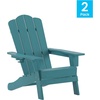 image:imageFlash Furniture Newport Adirondack Chairs with Cup Holders Weather Resistant Poly Resin Adirondack Chairs Set of 2 RedBlue