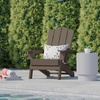 image:imageFlash Furniture Newport Adirondack Chairs with Cup Holders Weather Resistant Poly Resin Adirondack Chairs Set of 2 RedBrown