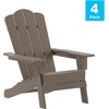 image:imageFlash Furniture Newport Adirondack Chairs with Cup Holders Weather Resistant Poly Resin Adirondack Chairs Set of 2 RedBrown