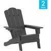 image:imageFlash Furniture Newport Adirondack Chairs with Cup Holders Weather Resistant Poly Resin Adirondack Chairs Set of 2 RedGrey