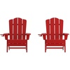image:imageFlash Furniture Newport Adirondack Chairs with Cup Holders Weather Resistant Poly Resin Adirondack Chairs Set of 2 RedRed