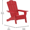 image:imageFlash Furniture Newport Adirondack Chairs with Cup Holders Weather Resistant Poly Resin Adirondack Chairs Set of 2 RedRed