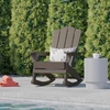 image:imageFlash Furniture Newport Adirondack Rocking Chair with Cup Holder Weather Resistant Poly Resin Adirondack Rocking Chair BrownBrown