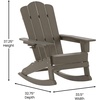 image:imageFlash Furniture Newport Adirondack Rocking Chair with Cup Holder Weather Resistant Poly Resin Adirondack Rocking Chair BrownBrown