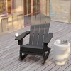 image:imageFlash Furniture Newport Adirondack Rocking Chair with Cup Holder Weather Resistant Poly Resin Adirondack Rocking Chair BrownGrey