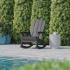 image:imageFlash Furniture Newport Adirondack Rocking Chair with Cup Holder Weather Resistant Poly Resin Adirondack Rocking Chair BrownGrey