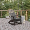 image:imageFlash Furniture Newport Adirondack Rocking Chair with Cup Holder Weather Resistant Poly Resin Adirondack Rocking Chair BrownGrey