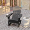 image:imageFlash Furniture Newport Adirondack Rocking Chair with Cup Holder Weather Resistant Poly Resin Adirondack Rocking Chair BrownGrey