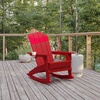 image:imageFlash Furniture Newport Adirondack Rocking Chair with Cup Holder Weather Resistant Poly Resin Adirondack Rocking Chair BrownRed