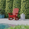 image:imageFlash Furniture Newport Adirondack Rocking Chair with Cup Holder Weather Resistant Poly Resin Adirondack Rocking Chair BrownRed