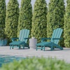 image:imageFlash Furniture Newport Poly Resin Adirondack Chair with Cup Holder and Pull Out Ottoman AllWeather Poly Resin IndoorOutdoor Lounge Chair GrayBlue