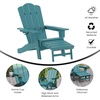 image:imageFlash Furniture Newport Poly Resin Adirondack Chair with Cup Holder and Pull Out Ottoman AllWeather Poly Resin IndoorOutdoor Lounge Chair GrayBlue