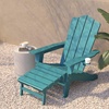 image:imageFlash Furniture Newport Poly Resin Adirondack Chair with Cup Holder and Pull Out Ottoman AllWeather Poly Resin IndoorOutdoor Lounge Chair GrayBlue