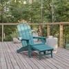 image:imageFlash Furniture Newport Poly Resin Adirondack Chair with Cup Holder and Pull Out Ottoman AllWeather Poly Resin IndoorOutdoor Lounge Chair GrayBlue