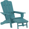 image:imageFlash Furniture Newport Poly Resin Adirondack Chair with Cup Holder and Pull Out Ottoman AllWeather Poly Resin IndoorOutdoor Lounge Chair GrayBlue