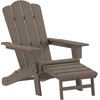 image:imageFlash Furniture Newport Poly Resin Adirondack Chair with Cup Holder and Pull Out Ottoman AllWeather Poly Resin IndoorOutdoor Lounge Chair GrayBrown