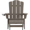 image:imageFlash Furniture Newport Poly Resin Adirondack Chair with Cup Holder and Pull Out Ottoman AllWeather Poly Resin IndoorOutdoor Lounge Chair GrayBrown