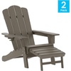 image:imageFlash Furniture Newport Poly Resin Adirondack Chair with Cup Holder and Pull Out Ottoman AllWeather Poly Resin IndoorOutdoor Lounge Chair GrayBrown
