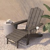 image:imageFlash Furniture Newport Poly Resin Adirondack Chair with Cup Holder and Pull Out Ottoman AllWeather Poly Resin IndoorOutdoor Lounge Chair GrayBrown