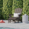 image:imageFlash Furniture Newport Poly Resin Adirondack Chair with Cup Holder and Pull Out Ottoman AllWeather Poly Resin IndoorOutdoor Lounge Chair GrayBrown