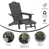 image:imageFlash Furniture Newport Poly Resin Adirondack Chair with Cup Holder and Pull Out Ottoman AllWeather Poly Resin IndoorOutdoor Lounge Chair GrayGrey