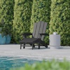 image:imageFlash Furniture Newport Poly Resin Adirondack Chair with Cup Holder and Pull Out Ottoman AllWeather Poly Resin IndoorOutdoor Lounge Chair GrayGrey