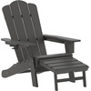 image:imageFlash Furniture Newport Poly Resin Adirondack Chair with Cup Holder and Pull Out Ottoman AllWeather Poly Resin IndoorOutdoor Lounge Chair GrayGrey