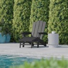 image:imageFlash Furniture Newport Poly Resin Adirondack Chair with Cup Holder and Pull Out Ottoman AllWeather Poly Resin IndoorOutdoor Lounge Chair GrayGrey