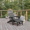 image:imageFlash Furniture Newport Poly Resin Adirondack Chair with Cup Holder and Pull Out Ottoman AllWeather Poly Resin IndoorOutdoor Lounge Chair GrayGrey