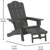 image:imageFlash Furniture Newport Poly Resin Adirondack Chair with Cup Holder and Pull Out Ottoman AllWeather Poly Resin IndoorOutdoor Lounge Chair GrayGrey