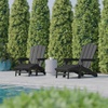 image:imageFlash Furniture Newport Poly Resin Adirondack Chair with Cup Holder and Pull Out Ottoman AllWeather Poly Resin IndoorOutdoor Lounge Chair GrayGrey