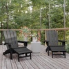image:imageFlash Furniture Newport Poly Resin Adirondack Chair with Cup Holder and Pull Out Ottoman AllWeather Poly Resin IndoorOutdoor Lounge Chair GrayGrey
