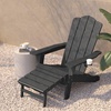 image:imageFlash Furniture Newport Poly Resin Adirondack Chair with Cup Holder and Pull Out Ottoman AllWeather Poly Resin IndoorOutdoor Lounge Chair GrayGrey