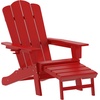 image:imageFlash Furniture Newport Poly Resin Adirondack Chair with Cup Holder and Pull Out Ottoman AllWeather Poly Resin IndoorOutdoor Lounge Chair GrayRed