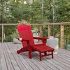image:imageFlash Furniture Newport Poly Resin Adirondack Chair with Cup Holder and Pull Out Ottoman AllWeather Poly Resin IndoorOutdoor Lounge Chair GrayRed