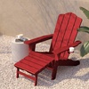 image:imageFlash Furniture Newport Poly Resin Adirondack Chair with Cup Holder and Pull Out Ottoman AllWeather Poly Resin IndoorOutdoor Lounge Chair GrayRed