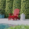 image:imageFlash Furniture Newport Poly Resin Adirondack Chair with Cup Holder and Pull Out Ottoman AllWeather Poly Resin IndoorOutdoor Lounge Chair GrayRed